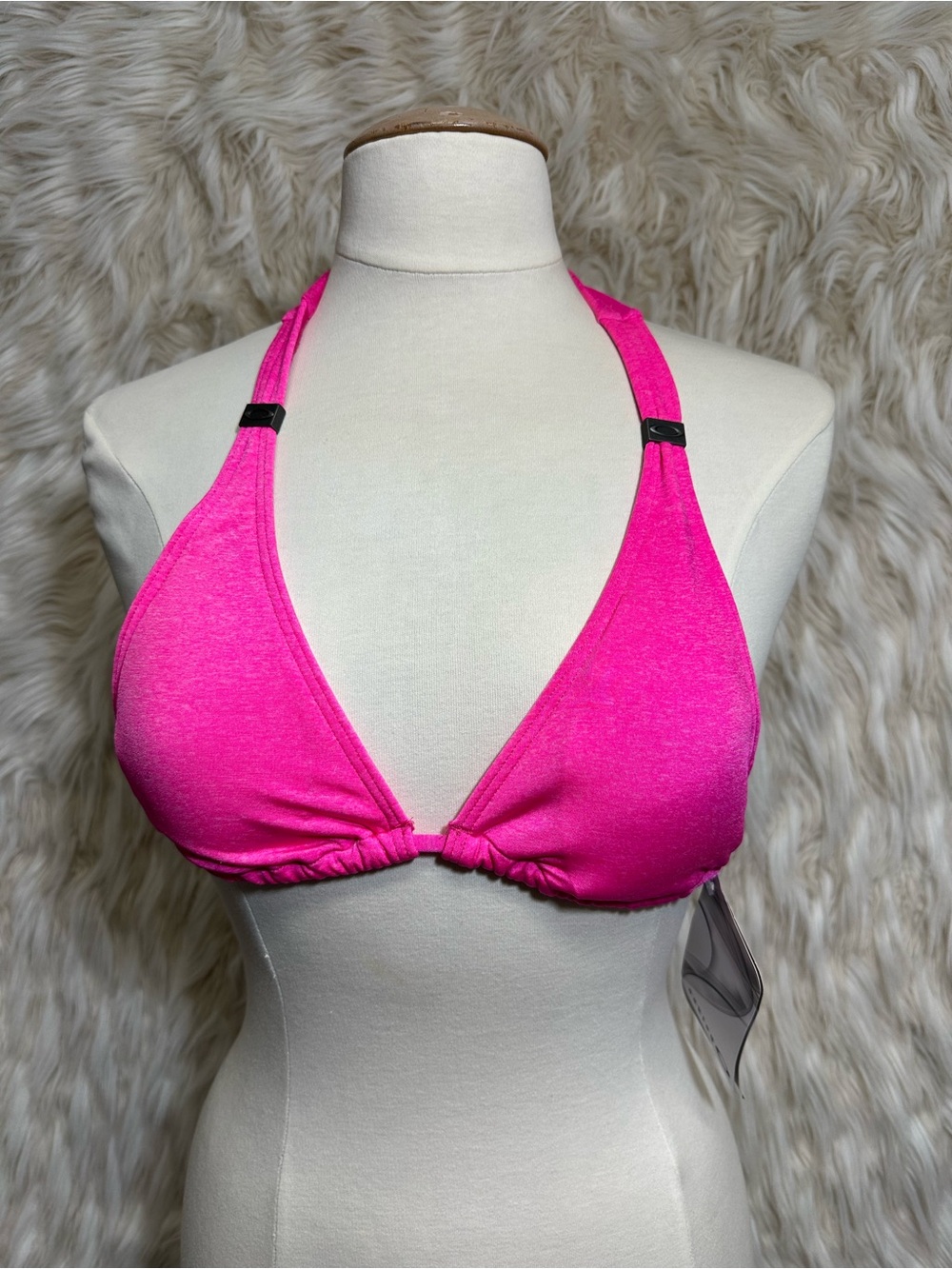 NWT Oakley Pacific Coast Halter Bikini Top Neon Pink S